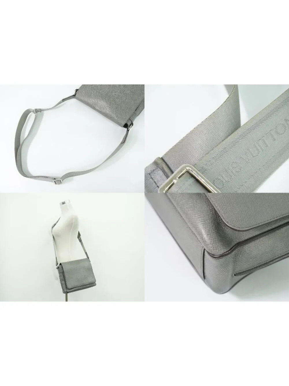 Louis Vuitton LV Roman PM Taiga Leather Shoulder Bag Glacier Gray Vintage